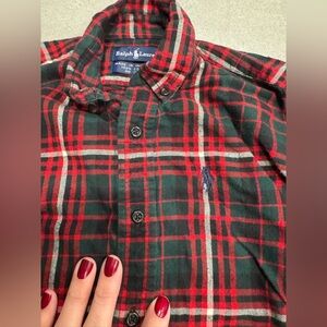 Ralph Lauren Boys Tartan Plaid Shirt in Red and Green